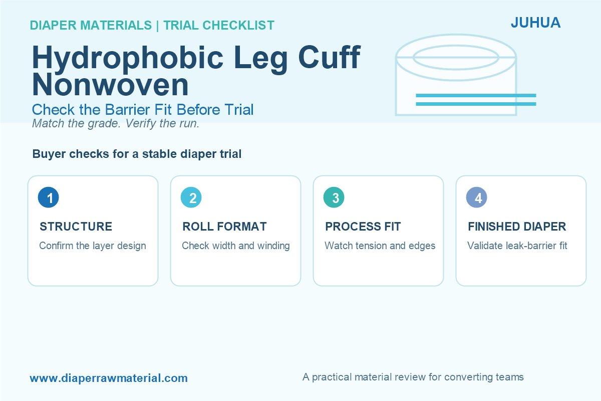 Hydrophobic leg cuff nonwoven trial checklist poster